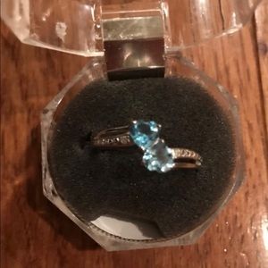 Blue topaz heart ring size 8